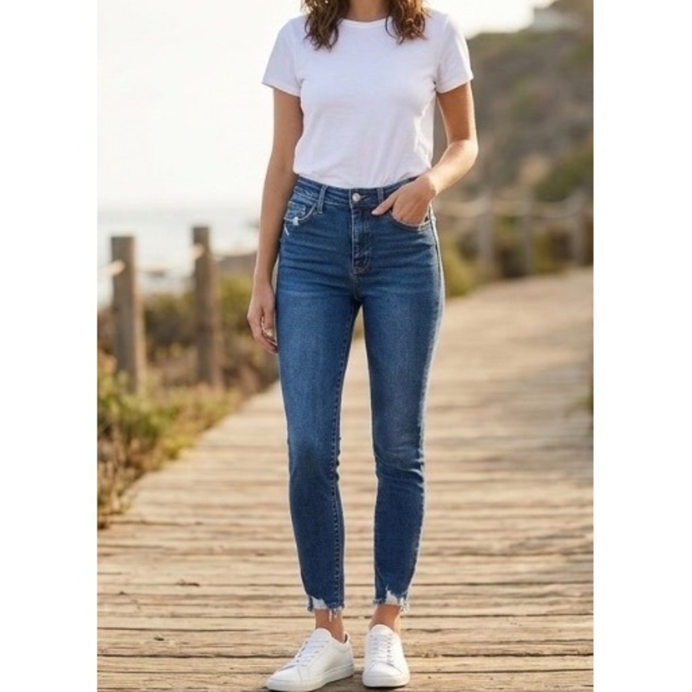 Vervet by Flying Monkey Haylie Skinny Jeans Size 28 High Waist Distressed Hem